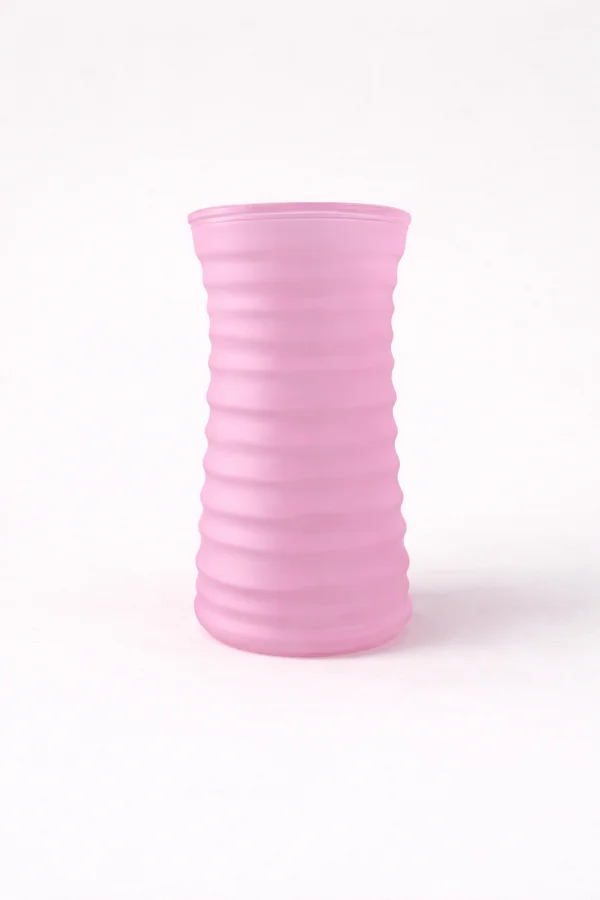 Pink Ribbed Vase